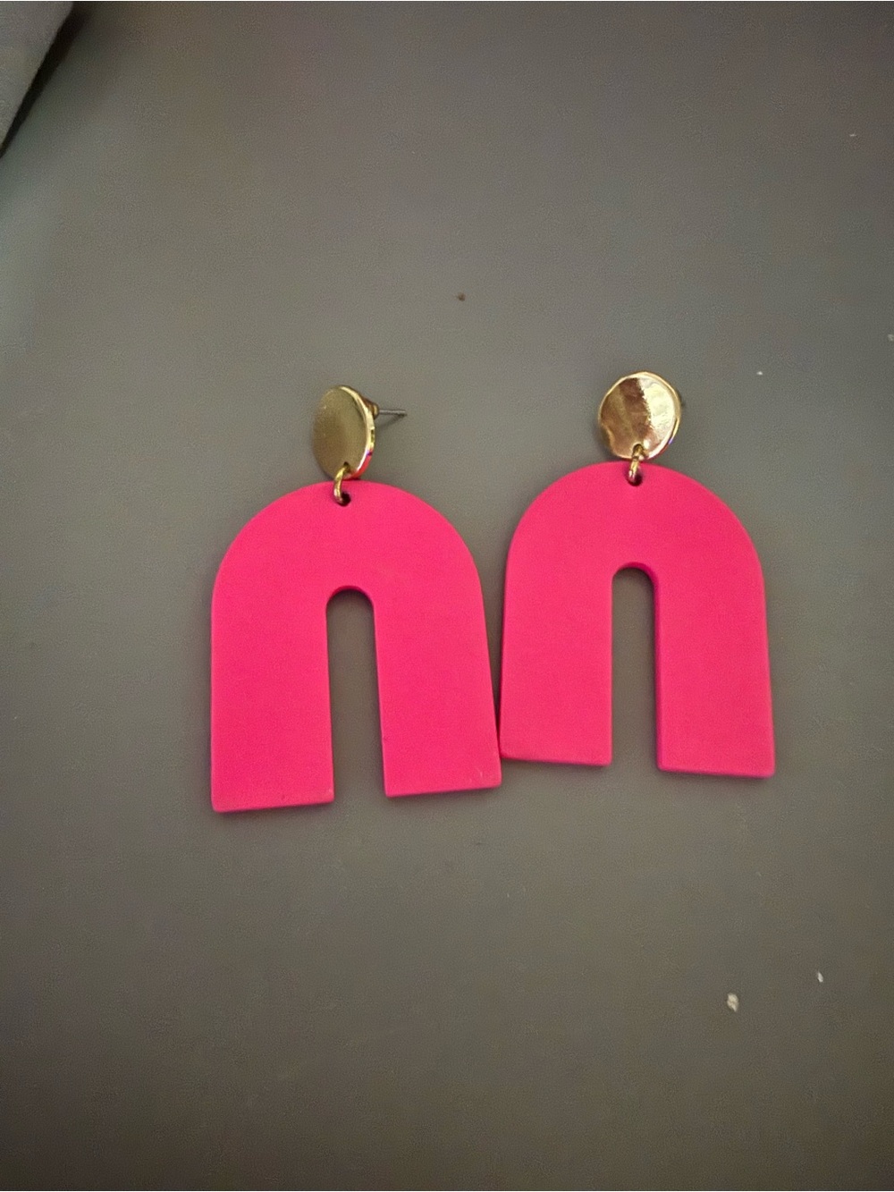 Pink Arch Drop Earrings - Women's Fashion Accessory